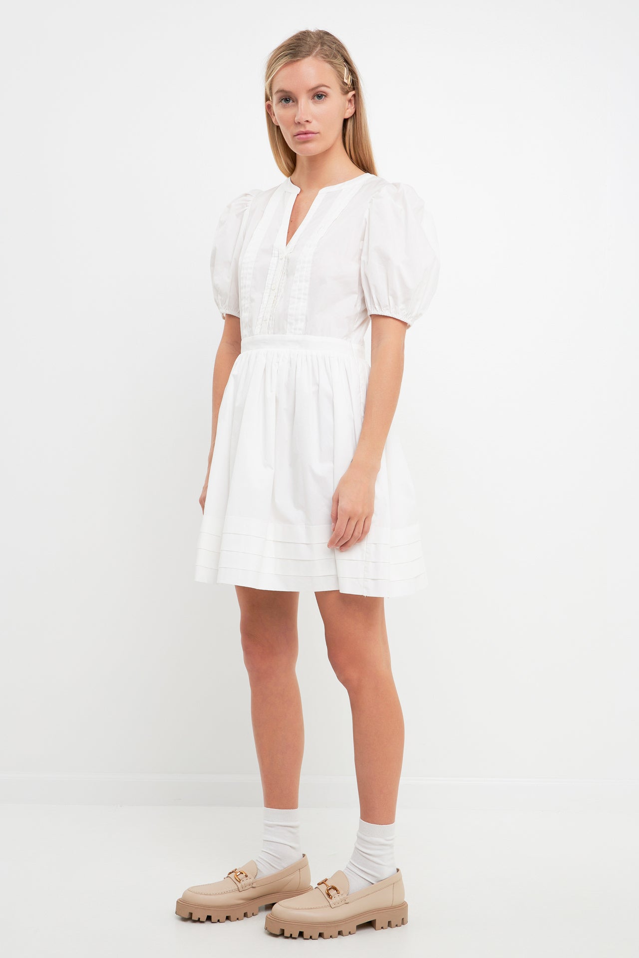 Poplin Bib Fit & Flare Dress