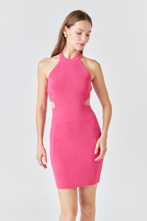 ENDLESS ROSE - Cutout Halter Mini Dress - DRESSES available at Objectrare