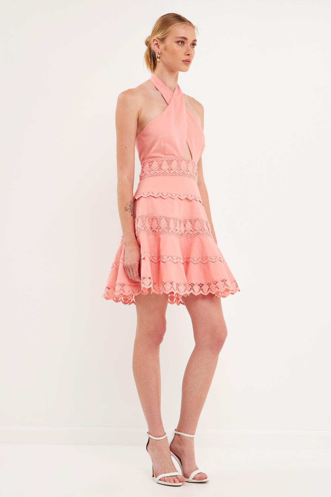 Lace-Trimmed Waist-Baring Dress main image 0