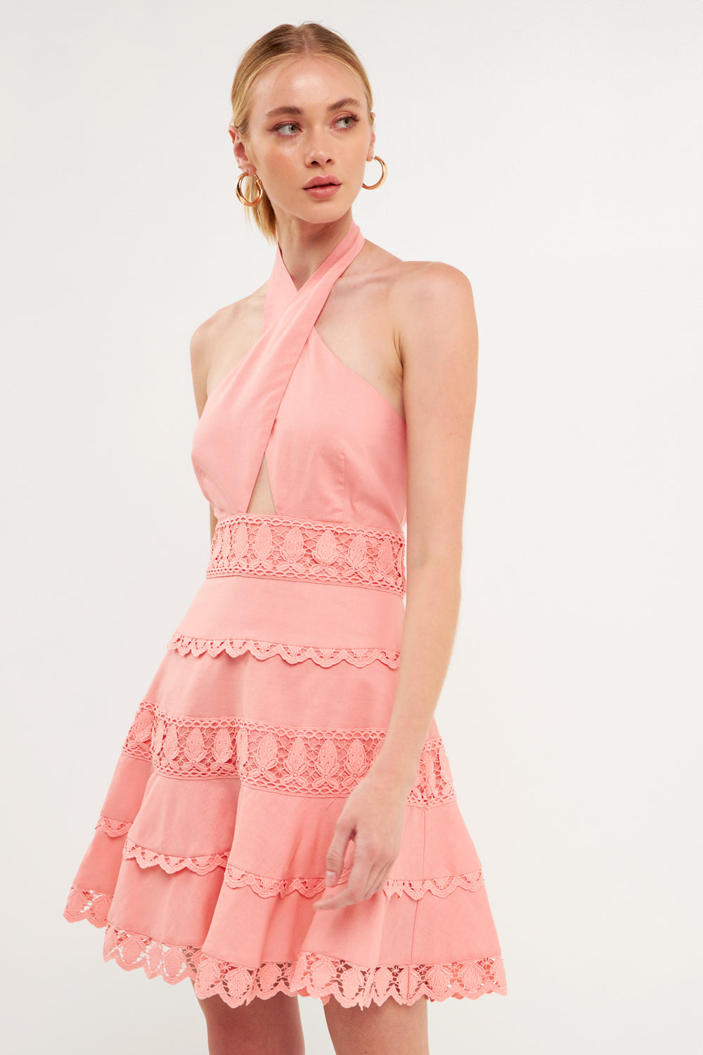 Lace-Trim Zip Front Dress main image 0
