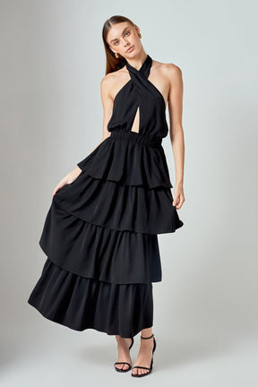 ENDLESS ROSE - Criss Cross Halter Maxi Dress - DRESSES available at Objectrare