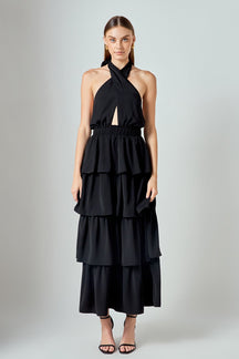 ENDLESS ROSE - Criss Cross Halter Maxi Dress - DRESSES available at Objectrare