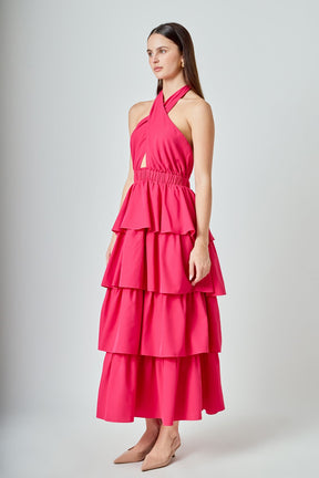 ENDLESS ROSE - Criss Cross Halter Maxi Dress - DRESSES available at Objectrare