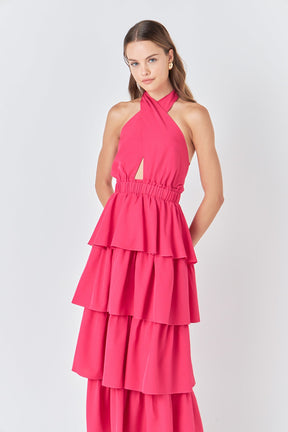 ENDLESS ROSE - Endless Rose - Criss Cross Halter Maxi Dress - DRESSES available at Objectrare