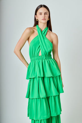 ENDLESS ROSE - Criss Cross Halter Maxi Dress - DRESSES available at Objectrare