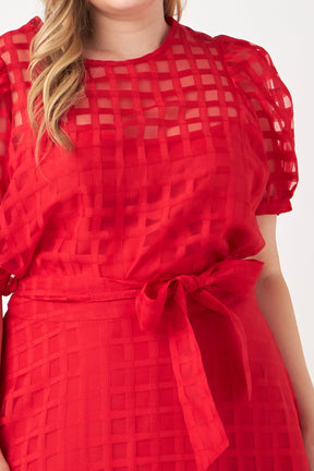 ENGLISH FACTORY - Plus Size Plaid Organza Fit & Flare Midi Skirt - SKIRTS available at Objectrare