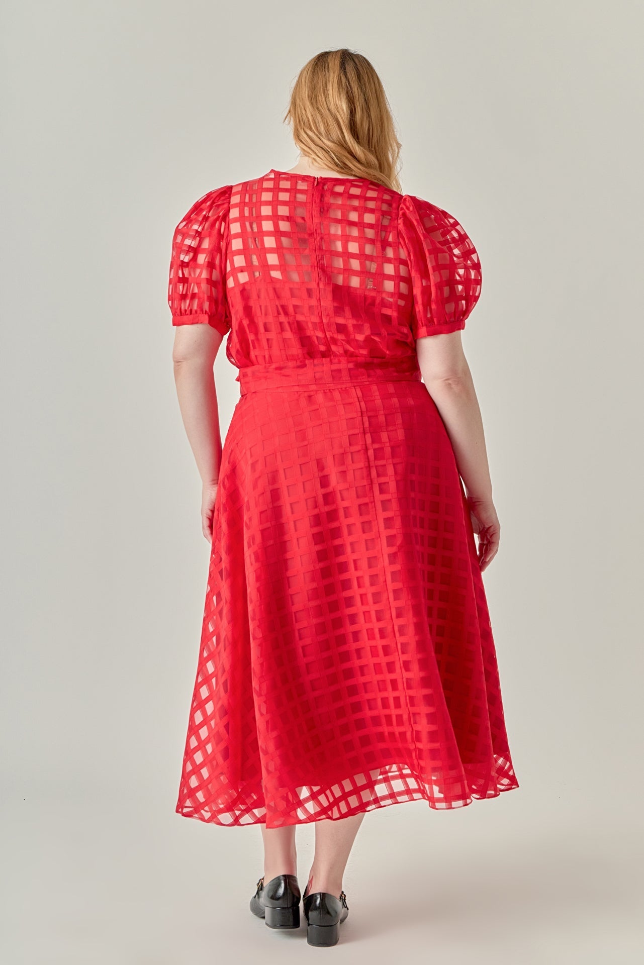 ENGLISH FACTORY - Plus Size Plaid Organza Fit & Flare Midi Skirt - SKIRTS available at Objectrare