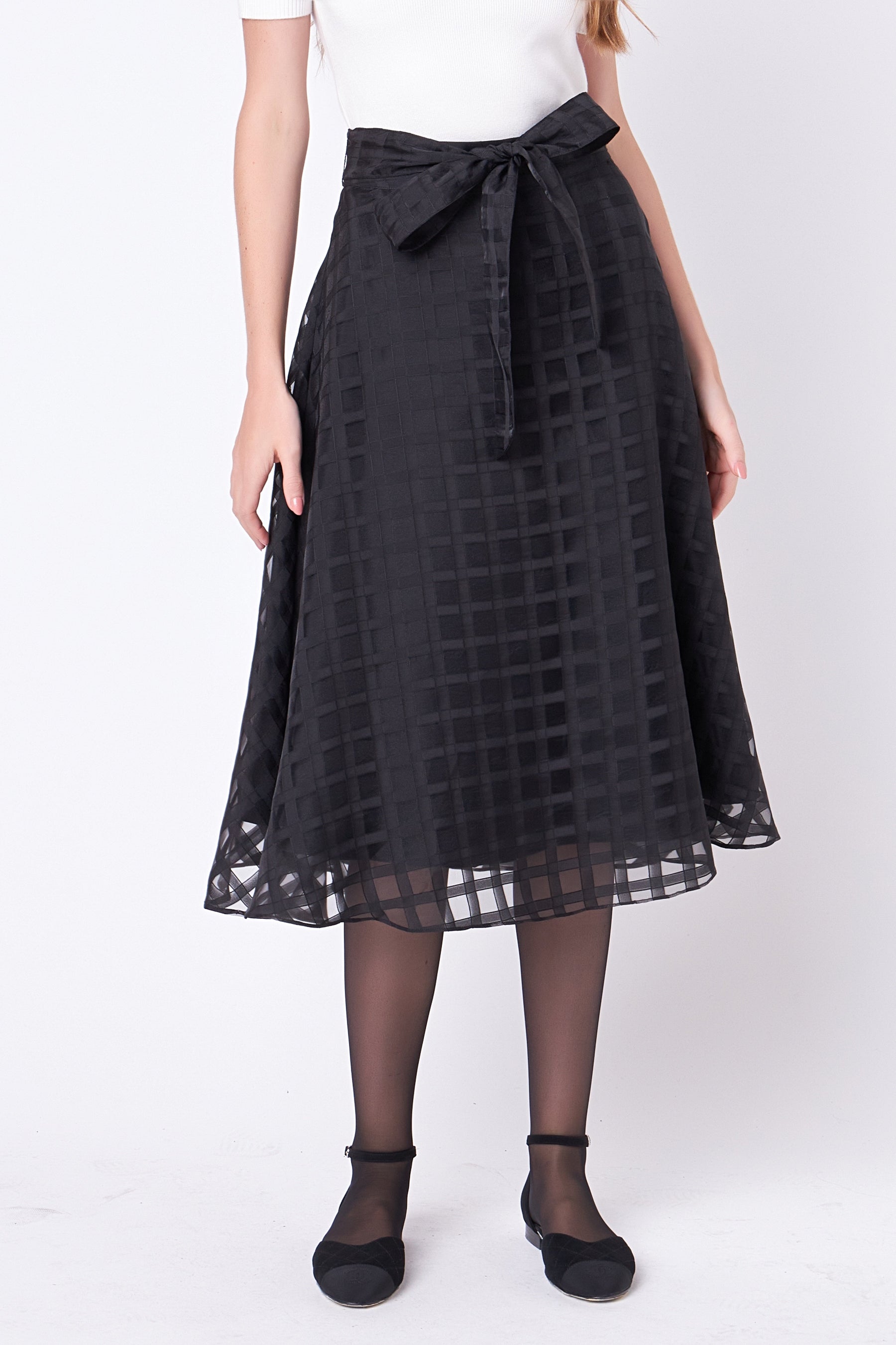 ENGLISH FACTORY - Plaid Organza Fit & Flare Midi Skirt - SKIRTS available at Objectrare