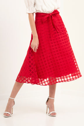 ENGLISH FACTORY - Plaid Organza Fit & Flare Midi Skirt - SKIRTS available at Objectrare