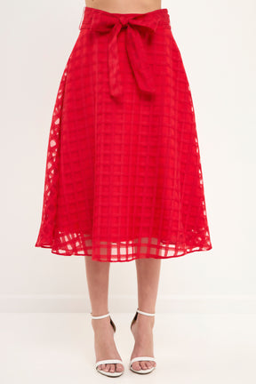 ENGLISH FACTORY - Plaid Organza Fit & Flare Midi Skirt - SKIRTS available at Objectrare
