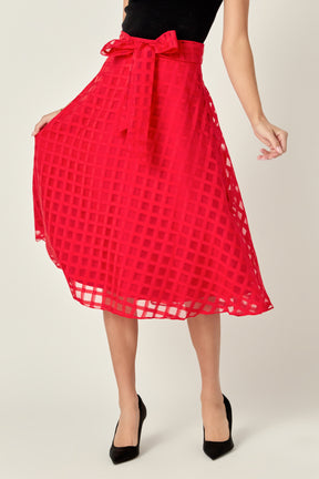 ENGLISH FACTORY - Plaid Organza Fit & Flare Midi Skirt - SKIRTS available at Objectrare