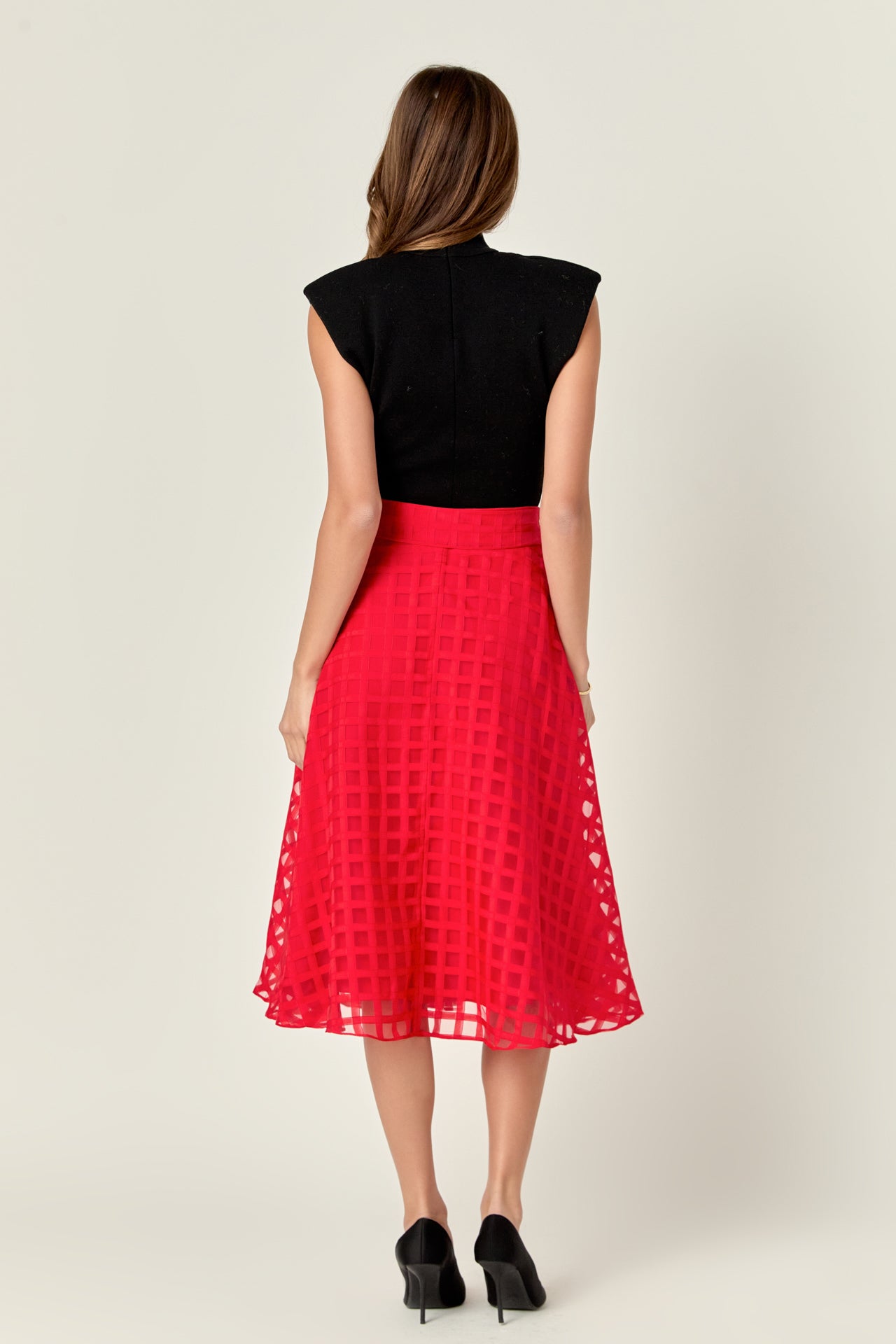 ENGLISH FACTORY - English Factory - Plaid Organza Fit & Flare Midi Skirt - SKIRTS available at Objectrare