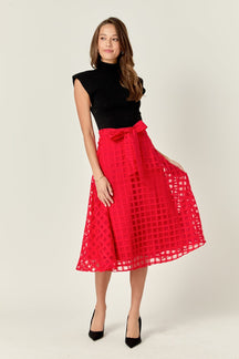 ENGLISH FACTORY - Plaid Organza Fit & Flare Midi Skirt - SKIRTS available at Objectrare
