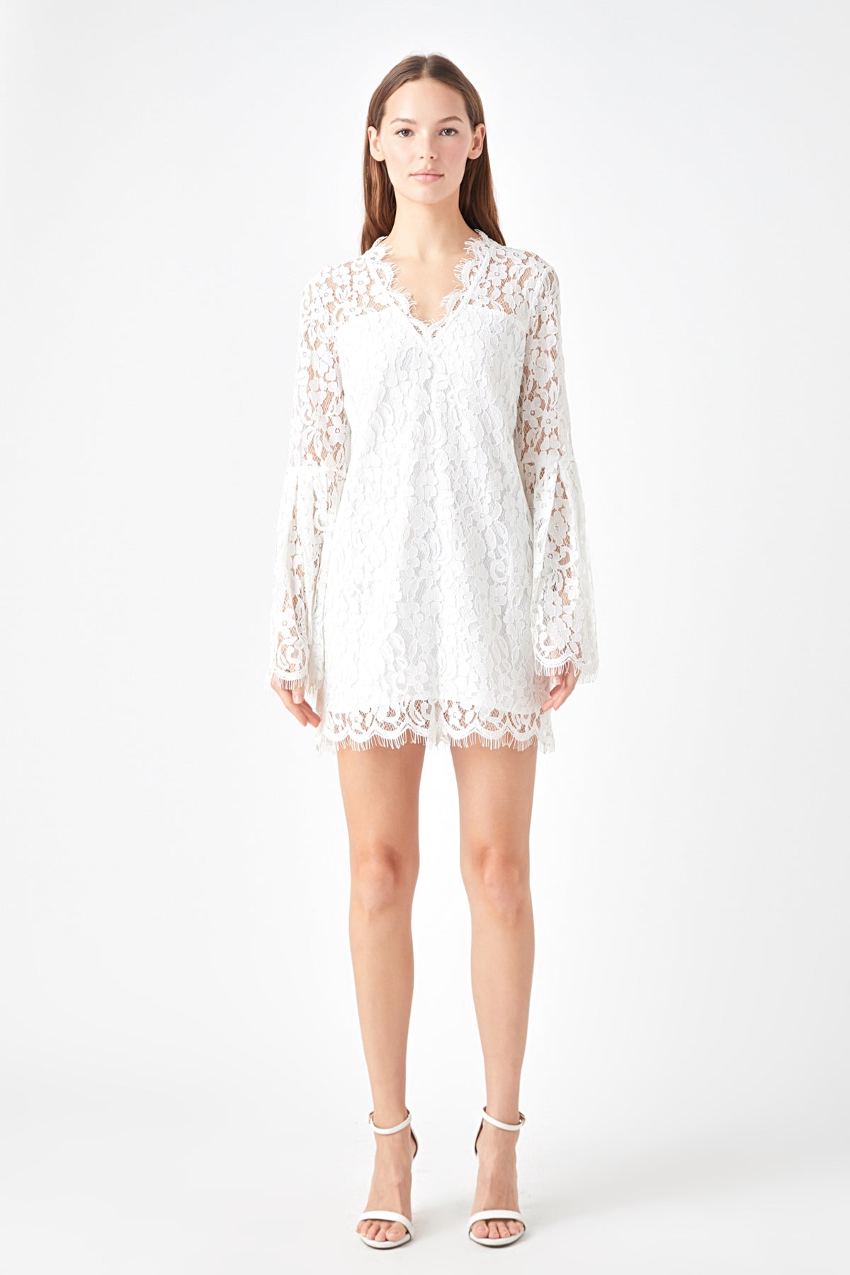 ENDLESS ROSE - Bell Sleeve V-Neck Lace Dress - DRESSES available at Objectrare