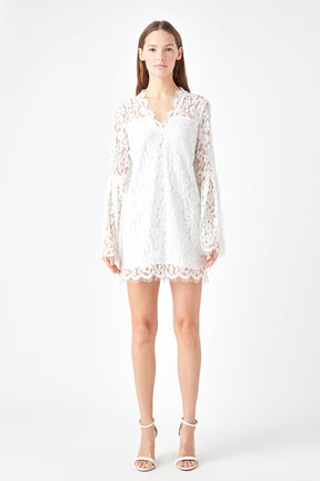 ENDLESS ROSE - Endless Rose - Bell Sleeve V-Neck Lace Dress - DRESSES available at Objectrare