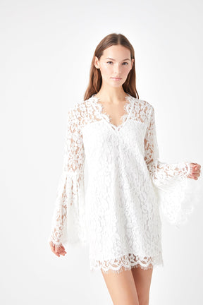 ENDLESS ROSE - Endless Rose - Bell Sleeve V-Neck Lace Dress - DRESSES available at Objectrare