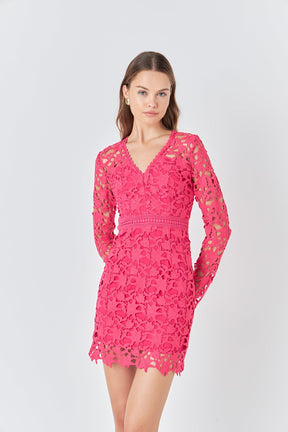 ENDLESS ROSE - Endless Rose - Long Sleeve Lace Mini Dress - DRESSES available at Objectrare