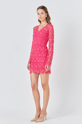 ENDLESS ROSE - Endless Rose - Long Sleeve Lace Mini Dress - DRESSES available at Objectrare