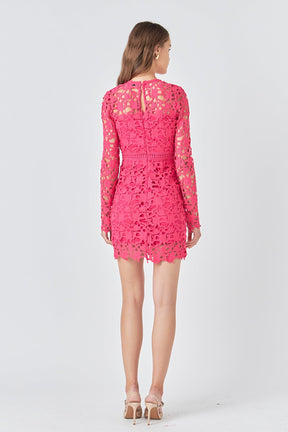 ENDLESS ROSE - Endless Rose - Long Sleeve Lace Mini Dress - DRESSES available at Objectrare