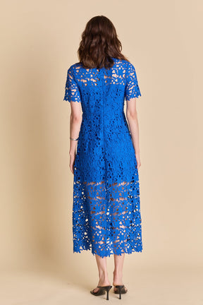 ENDLESS ROSE - All Over Lace Short Sleeves Midi Dress - DRESSES available at Objectrare
