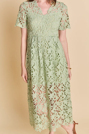 ENDLESS ROSE - All Over Lace Short Sleeves Midi Dress - DRESSES available at Objectrare