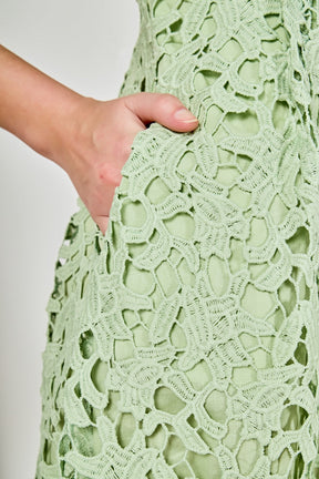 ENDLESS ROSE - All Over Lace Short Sleeves Midi Dress - DRESSES available at Objectrare