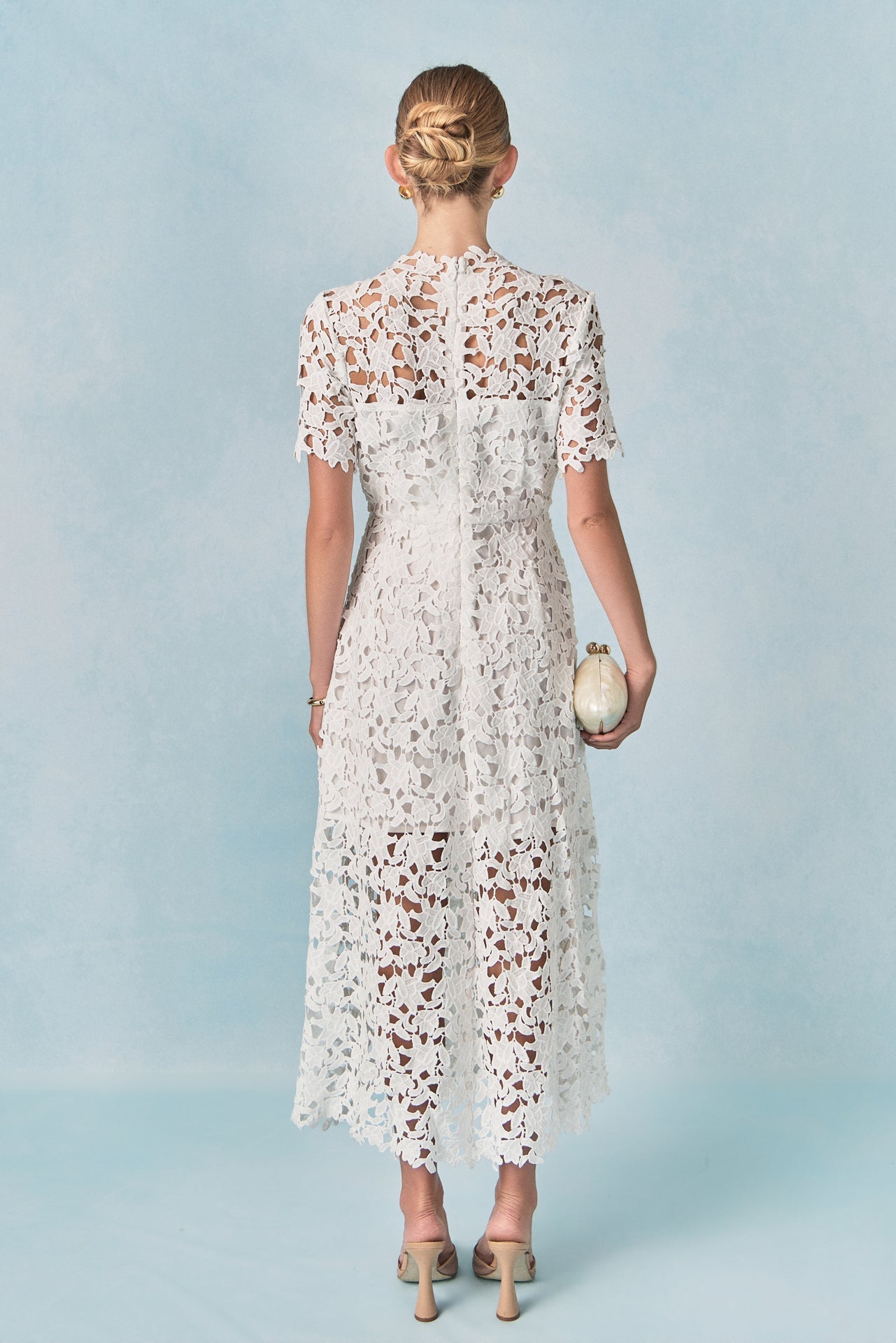 ENDLESS ROSE - All Over Lace Short Sleeves Midi Dress - DRESSES available at Objectrare