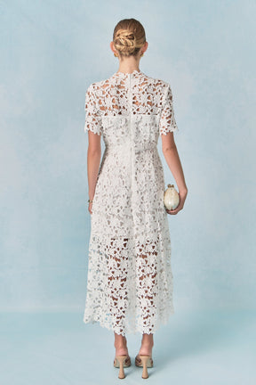 ENDLESS ROSE - All Over Lace Short Sleeves Midi Dress - DRESSES available at Objectrare