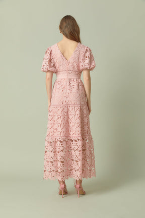 ENDLESS ROSE - Endless Rose - Puff Sleeve Lace Tiered Maxi Dress - DRESSES available at Objectrare