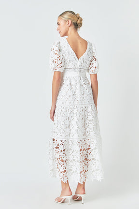 ENDLESS ROSE - Endless Rose - Puff Sleeve Lace Tiered Maxi Dress - DRESSES available at Objectrare