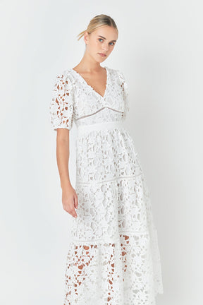 ENDLESS ROSE - Endless Rose - Puff Sleeve Lace Tiered Maxi Dress - DRESSES available at Objectrare