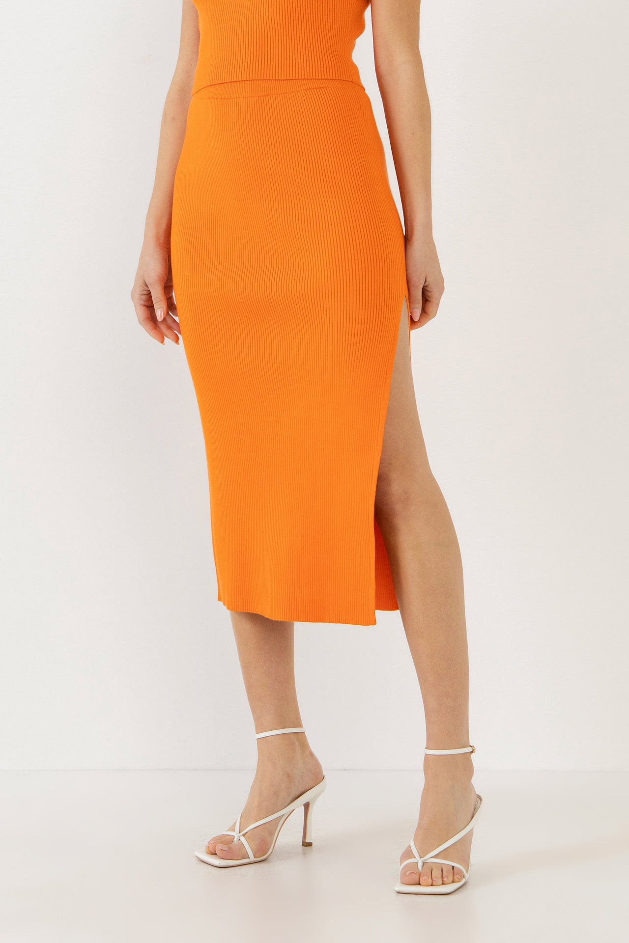 ENDLESS ROSE - Side Slit Sweater Midi Skirt - SKIRTS available at Objectrare