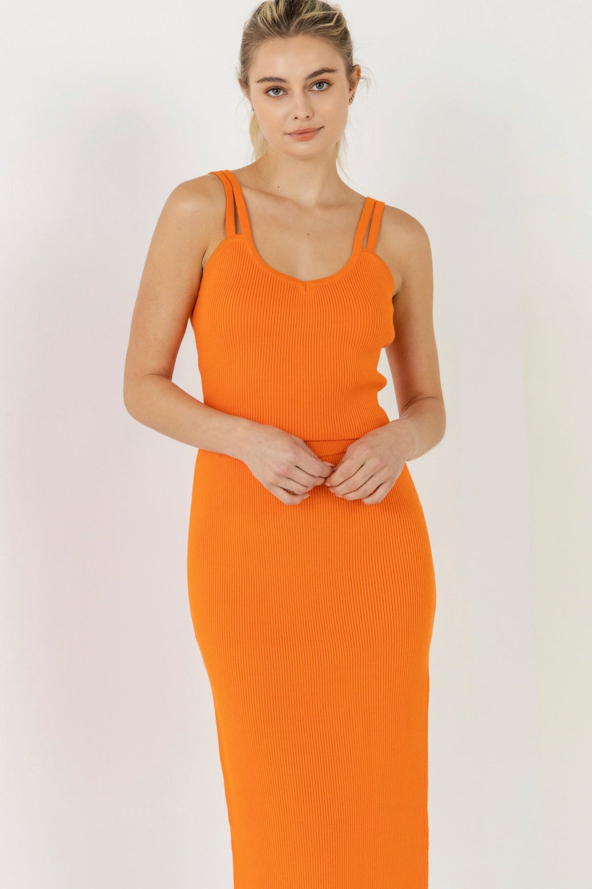 ENDLESS ROSE - Double Shoulder Strap Cropped Knit Cami Top - CAMI TOPS & TANK available at Objectrare