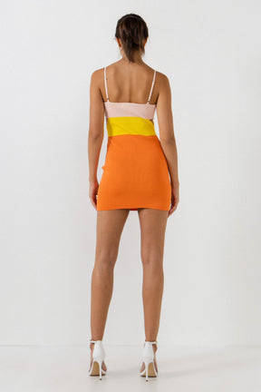 ENDLESS ROSE - Color Block Cut Out Mini Dress - DRESSES available at Objectrare