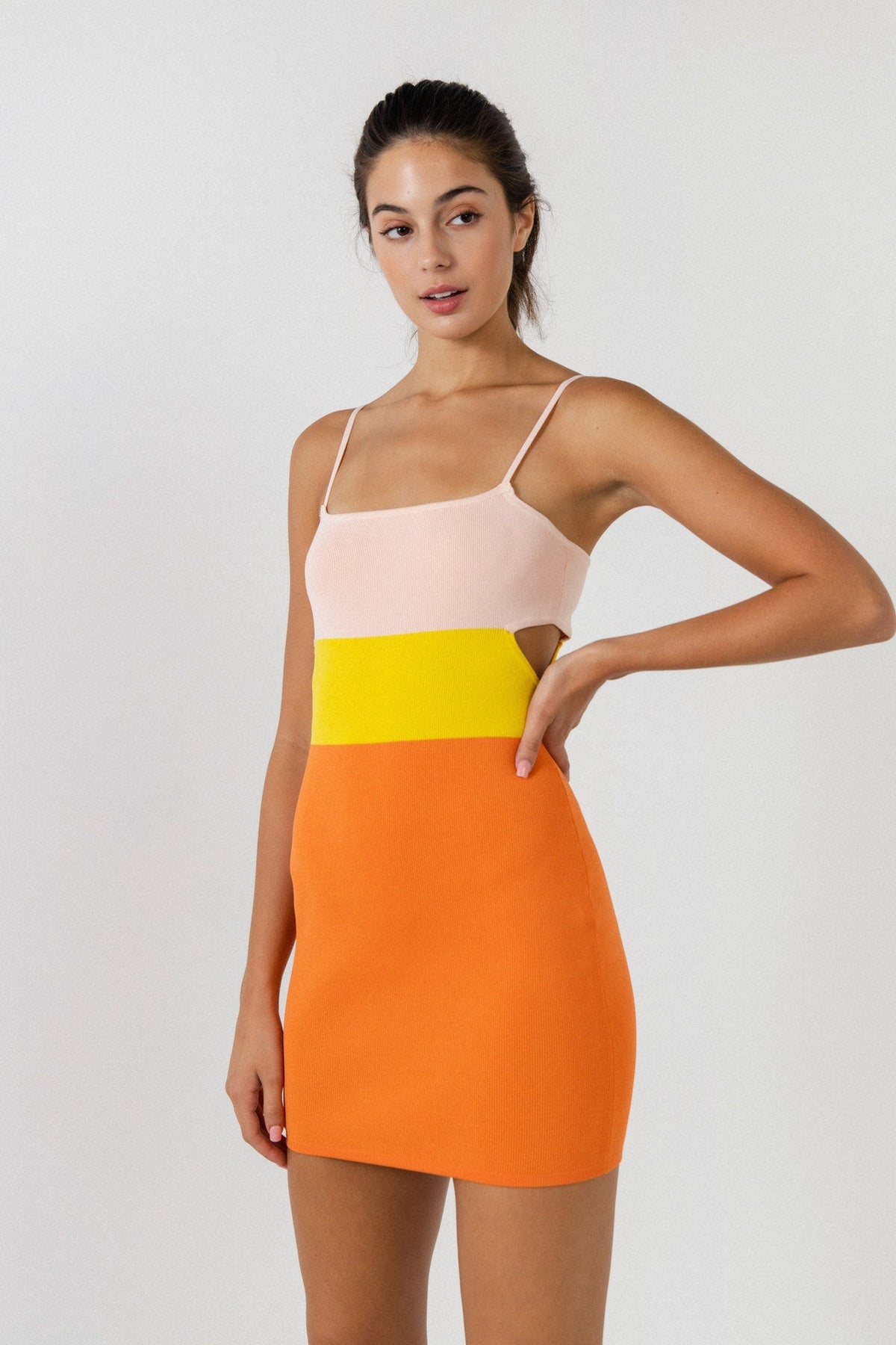 ENDLESS ROSE - Color Block Cut Out Mini Dress - DRESSES available at Objectrare