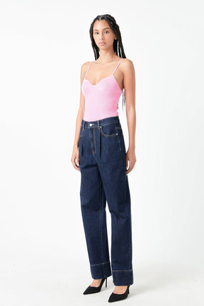 GREY LAB - Sweetheart Neckline Knit Bodysuit - BODYSUIT available at Objectrare