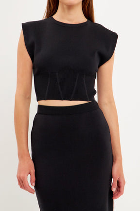 ENDLESS ROSE - Cinched Waist Sleeveless Knit Top - TOPS available at Objectrare