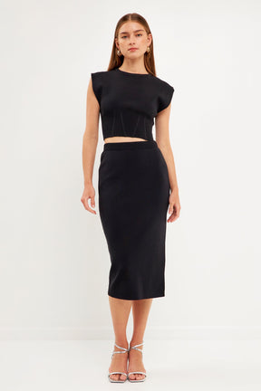 ENDLESS ROSE - Cinched Waist Sleeveless Knit Top - TOPS available at Objectrare