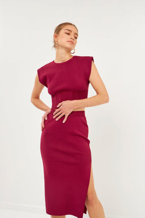 ENDLESS ROSE - Cinched Waist Sleeveless Knit Top - TOPS available at Objectrare