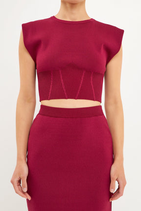 ENDLESS ROSE - Cinched Waist Sleeveless Knit Top - TOPS available at Objectrare