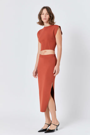 ENDLESS ROSE - Cinched Waist Sleeveless Knit Top - TOPS available at Objectrare