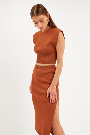 ENDLESS ROSE - Cinched Waist Sleeveless Knit Top - TOPS available at Objectrare