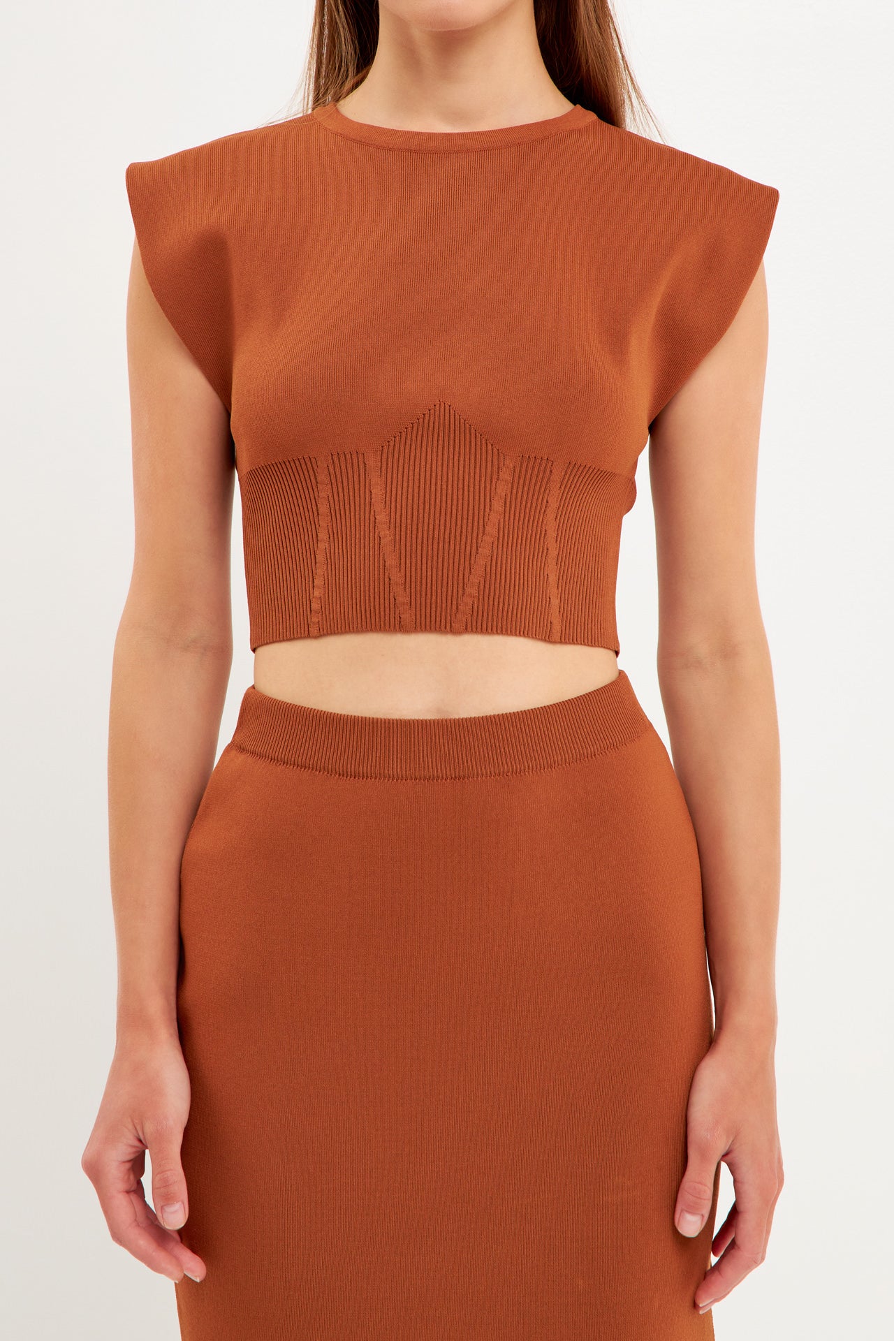 ENDLESS ROSE - Cinched Waist Sleeveless Knit Top - TOPS available at Objectrare