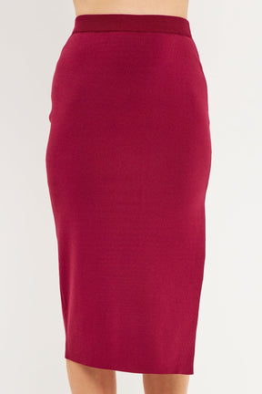 ENDLESS ROSE - Side Slit Detailed Knit Midi Skirt - SKIRTS available at Objectrare