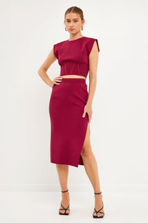 ENDLESS ROSE - Side Slit Detailed Knit Midi Skirt - SKIRTS available at Objectrare