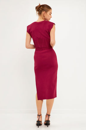ENDLESS ROSE - Side Slit Detailed Knit Midi Skirt - SKIRTS available at Objectrare