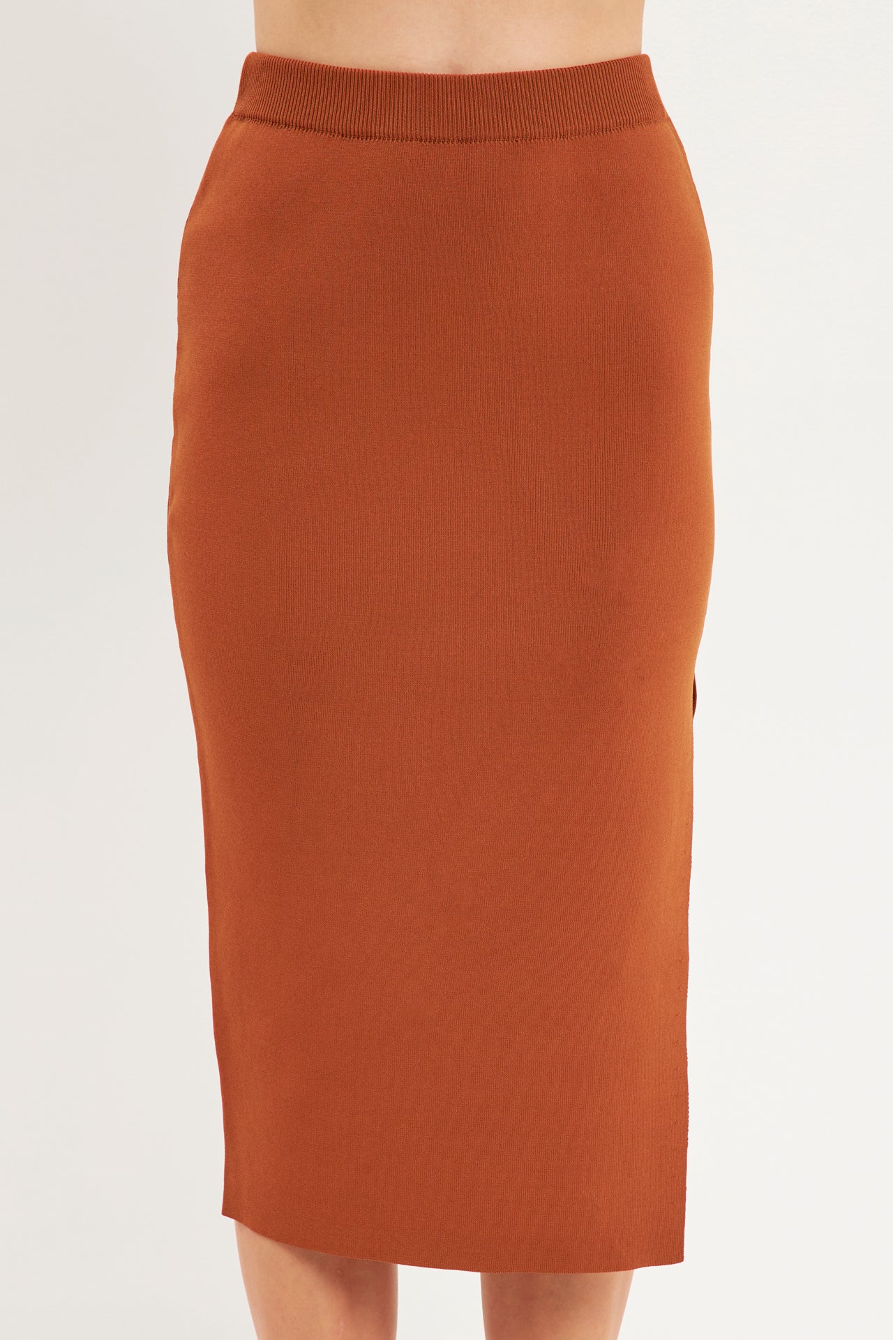ENDLESS ROSE - Side Slit Detailed Knit Midi Skirt - SKIRTS available at Objectrare