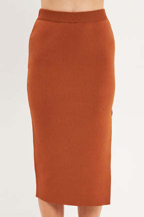 ENDLESS ROSE - Side Slit Detailed Knit Midi Skirt - SKIRTS available at Objectrare