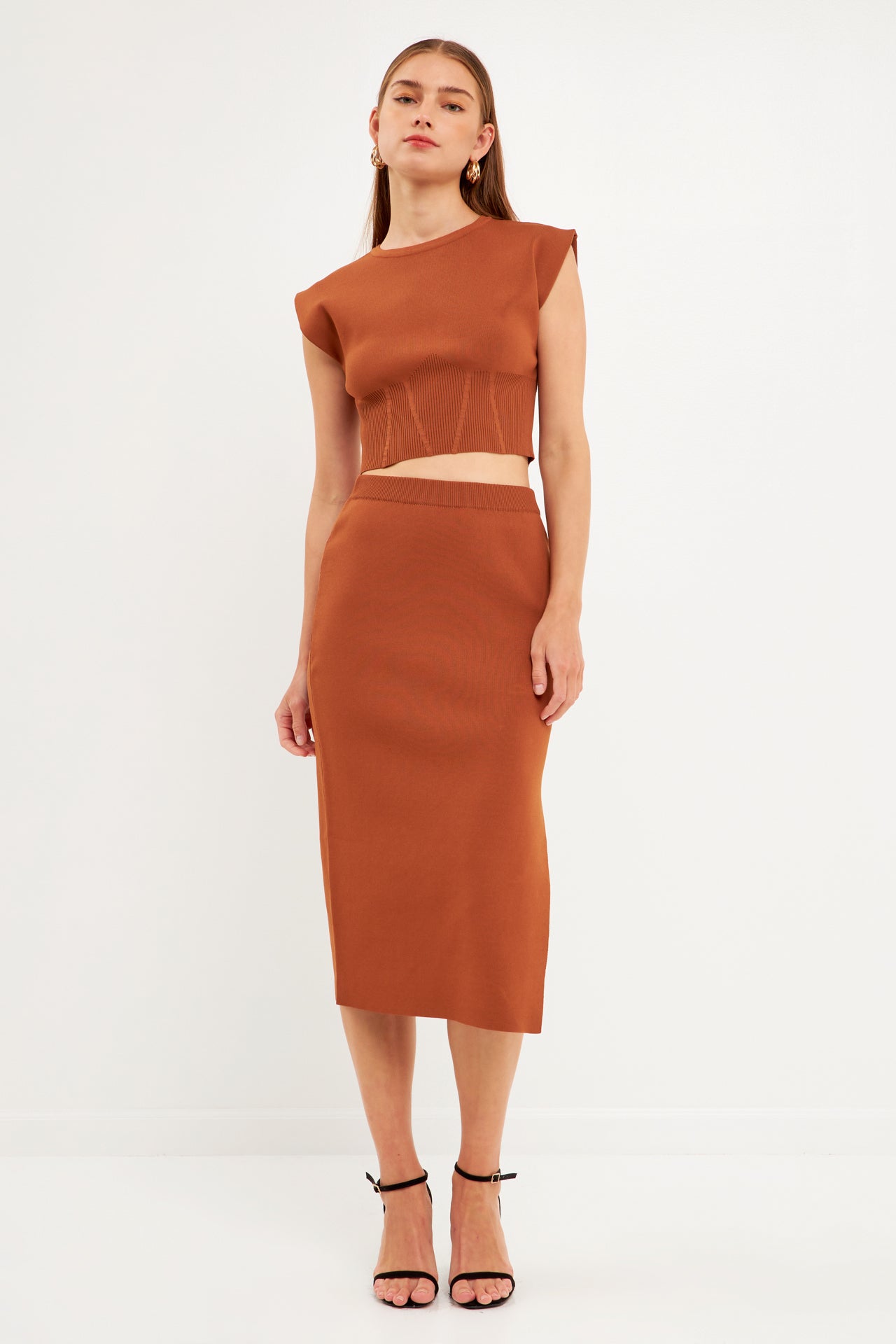 ENDLESS ROSE - Side Slit Detailed Knit Midi Skirt - SKIRTS available at Objectrare