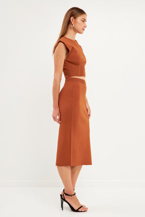 ENDLESS ROSE - Side Slit Detailed Knit Midi Skirt - SKIRTS available at Objectrare